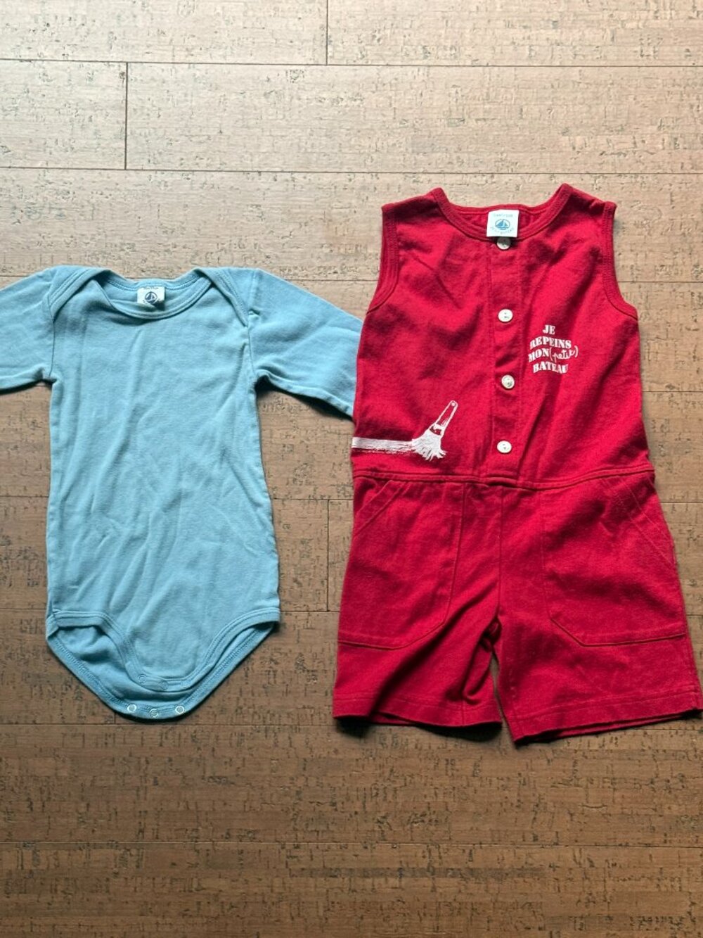 Petit Bateau 18-24M French Outfit Set Bodysuit + Romper